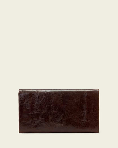 AllSaints Harluna Leather Clutch Bag Women's Cognac Brown Women's