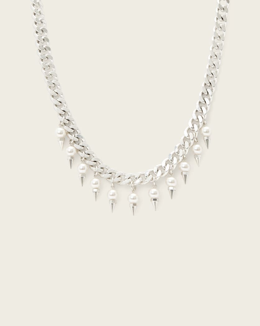 AllSaints Rue Chain Necklace Women's Warm Silver Women's