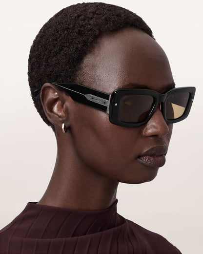 AllSaints Cordie Rectangular Shaped Sunglasses Women's Gloss Black Women's