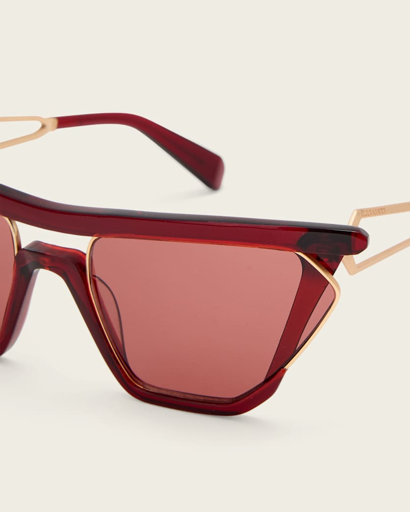 AllSaints Avie Square Visor Sunglasses Women's Crystal Burgundy Women's