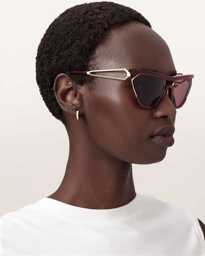 AllSaints Avie Square Visor Sunglasses Women's Crystal Burgundy Women's