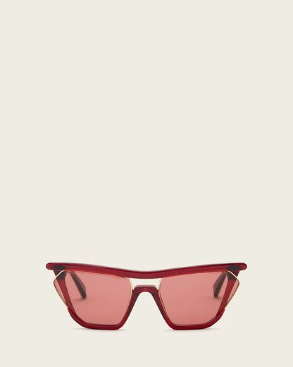 AllSaints Avie Square Visor Sunglasses Women's Crystal Burgundy Women's