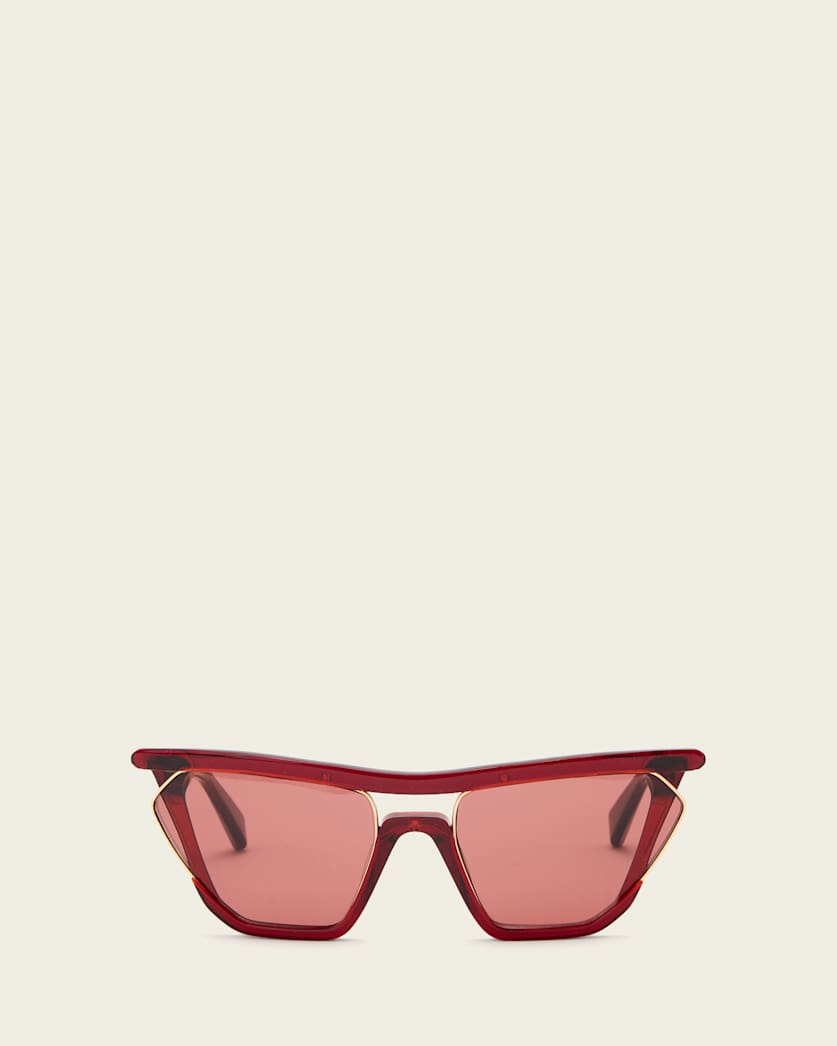 AllSaints Avie Square Visor Sunglasses Women's Crystal Burgundy Women's