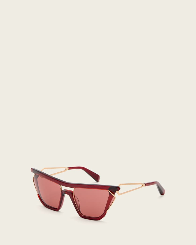 AllSaints Avie Square Visor Sunglasses Women's Crystal Burgundy Women's