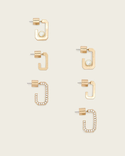 AllSaints Ellie Mix Set Earrings Women's Warm Brass Women's