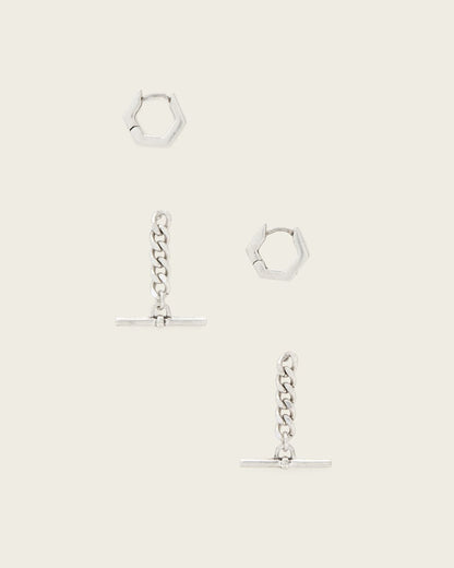 AllSaints Fern Multi Chain Earring Set Women's Warm Silver Women's