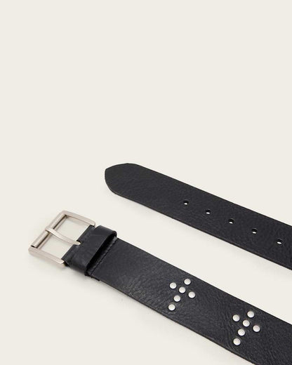 AllSaints Cross Maxx Leather Belt Women's Black/Antq Nickel Women's
