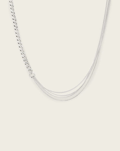 AllSaints Fern Multi Chain Necklace Women's Warm Silver Women's