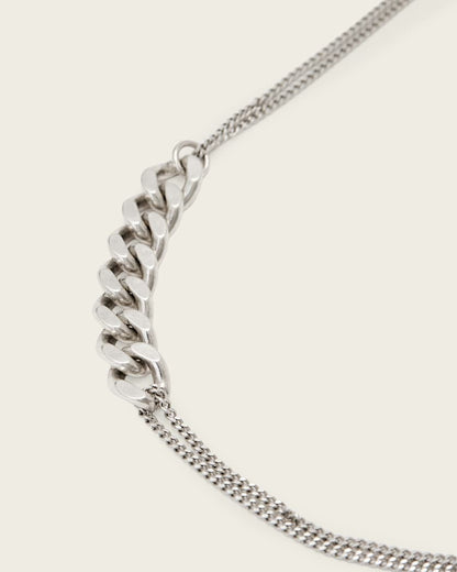AllSaints Fern Mix Chain Necklace Women's Warm Silver Women's
