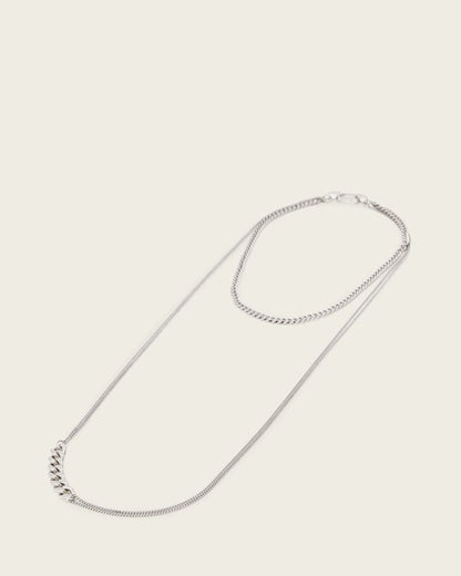 AllSaints Fern Mix Chain Necklace Women's Warm Silver Women's