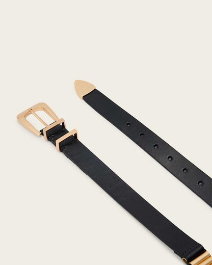 AllSaints Tess Skinny Leather Belt Women's Black Women's