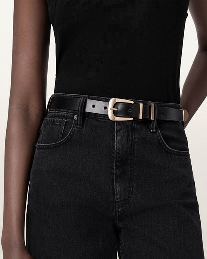 AllSaints Tess Skinny Leather Belt Women's Black Women's