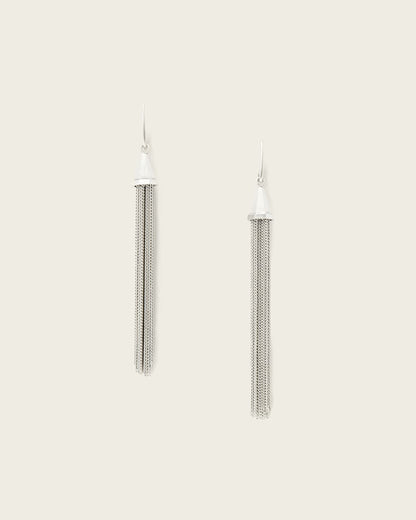 AllSaints Gina Multi Chain Fringe Earrings Women's Warm Silver Women's