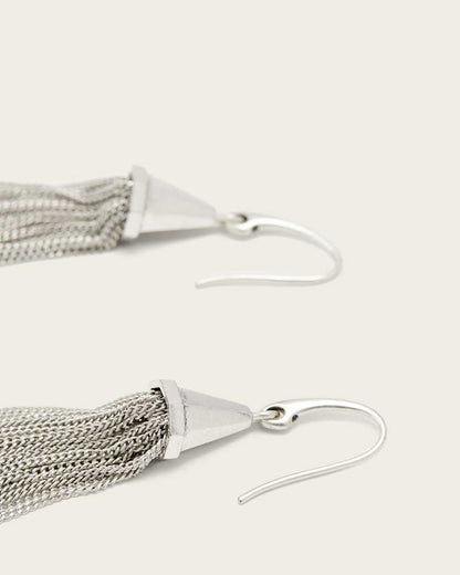 AllSaints Gina Multi Chain Fringe Earrings Women's Warm Silver Women's