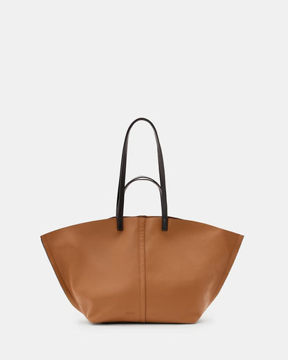 AllSaints Pheonix Spacious Leather Tote Bag Women's Sepia Brown Women's