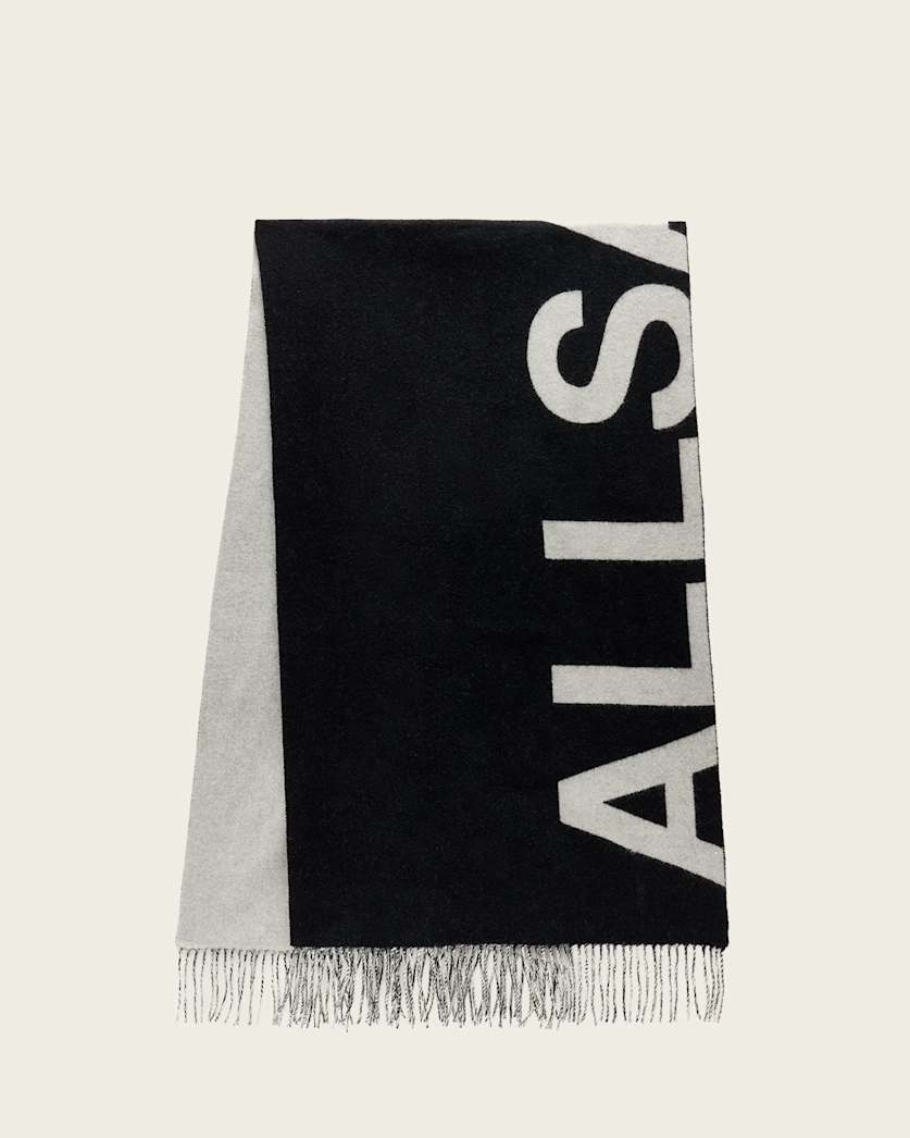 AllSaints Underground Reversible Wool Scarf Women's Black/White Women's