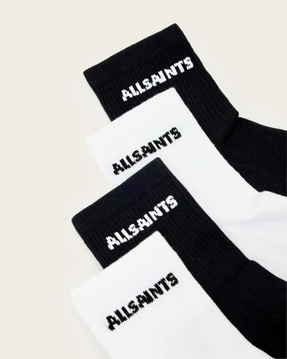 AllSaints Joss Logo 2 Pack Ankle Socks Women's Black/White Women's