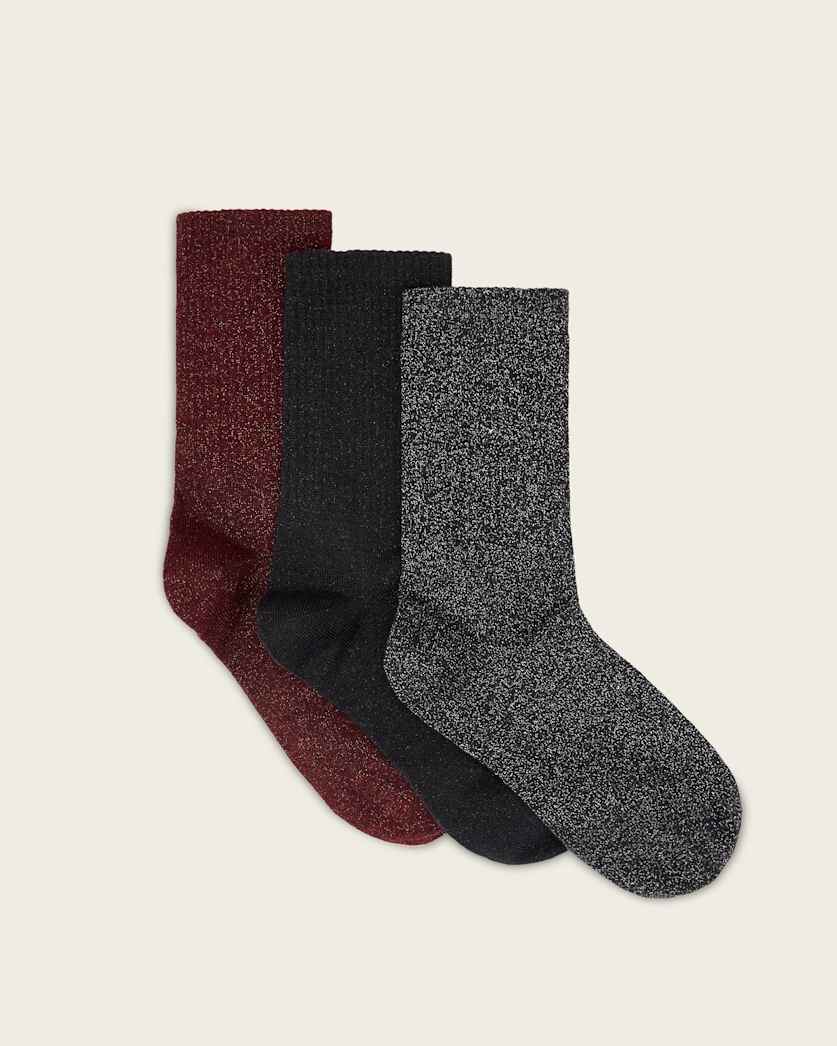 AllSaints Metallic Socks 3 Pack Women's Black/Multi Women's
