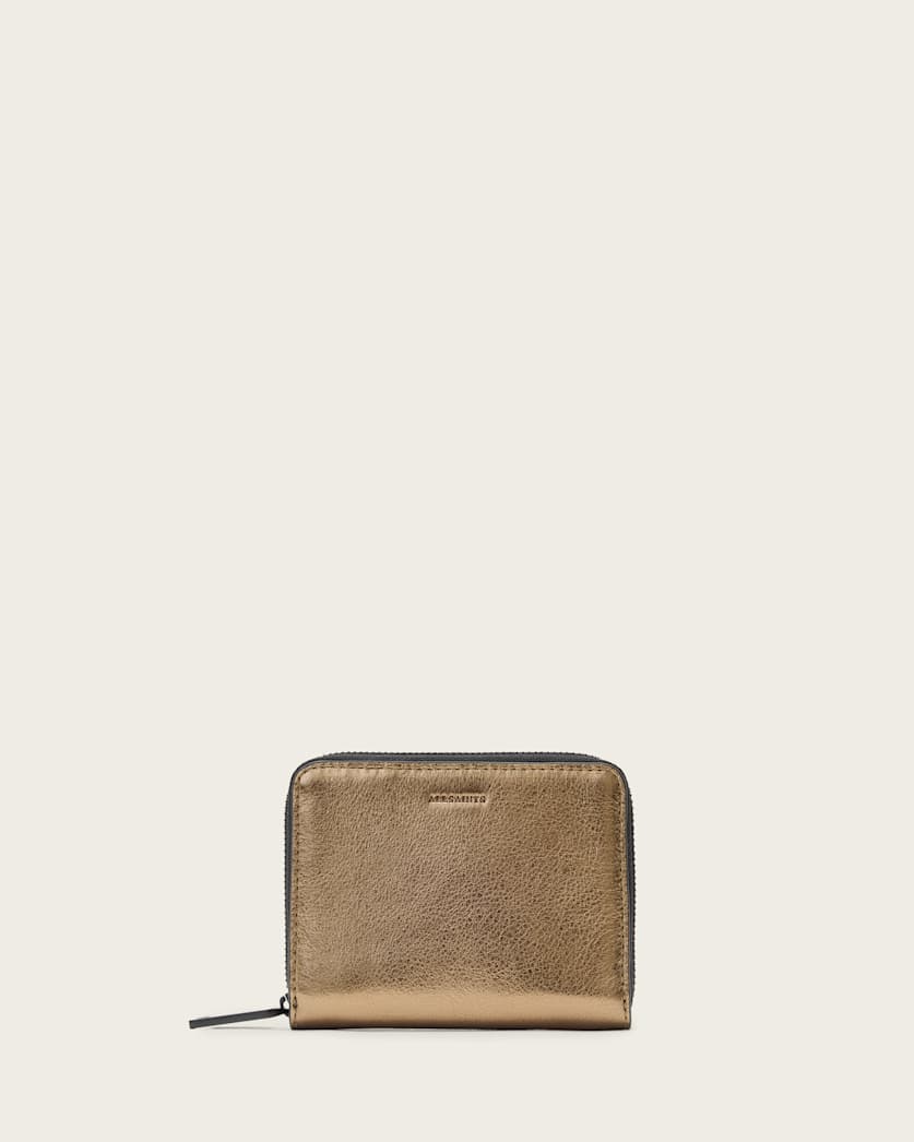 AllSaints Lena Hex Zip Up Leather Wallet Women's Warm Brass Women's