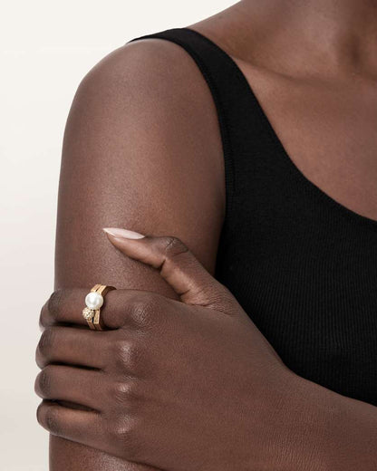 AllSaints Ellie Hex Ring Set Women's Warm Brass Women's
