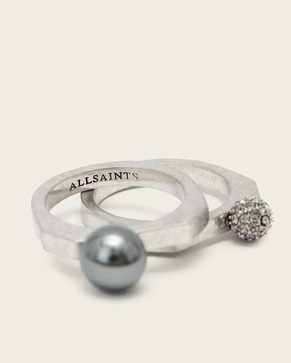 AllSaints Ellie Hex Ring Set Women's Warm Brass Women's