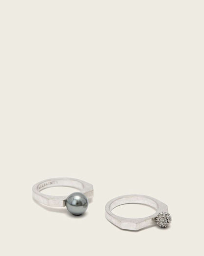 AllSaints Ellie Hex Ring Set Women's Warm Brass Women's
