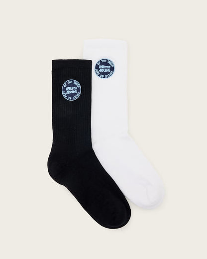 AllSaints Williams X Allsaints Embroidered Socks 2 Pack White/Black