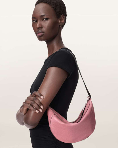 AllSaints Luna Leather Shoulder Bag Women's Raspberry Pink Women's