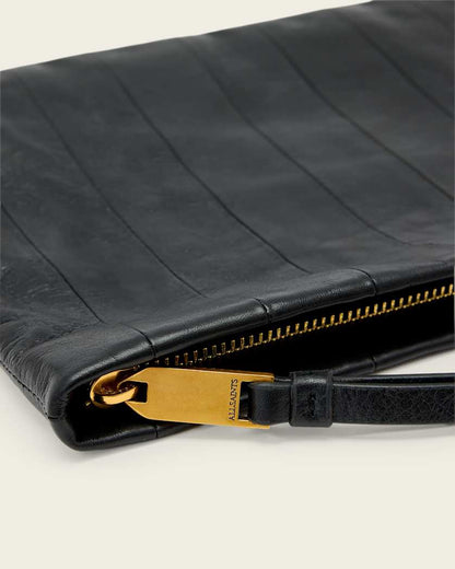 AllSaints Bettina Leather Clutch Bag Women's Black Women's