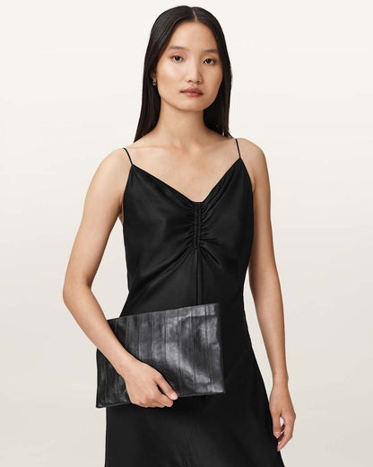 AllSaints Bettina Leather Clutch Bag Women's Black Women's