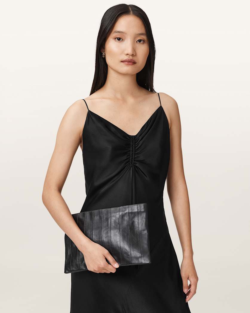 AllSaints Bettina Leather Clutch Bag Women's Black Women's