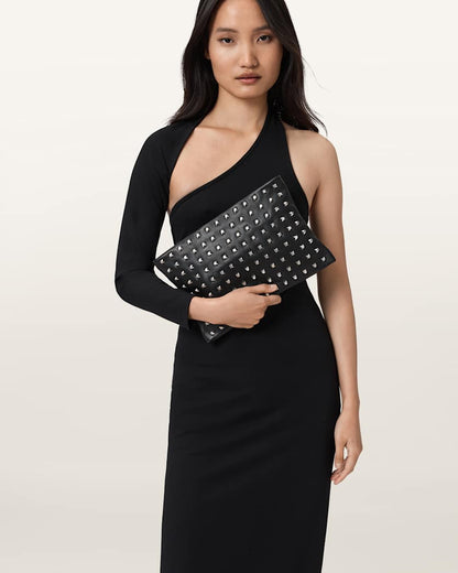 AllSaints Bettina Embellished Leather Clutch Women's Black Women's