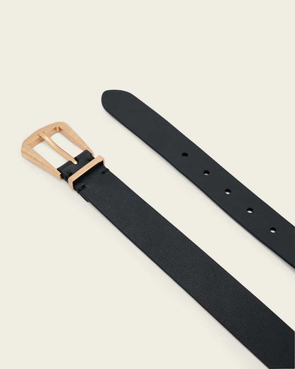 AllSaints Agatha Leather Alcor Belt Women's Black/Warm Brass Women's