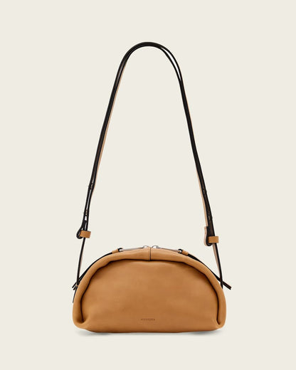 AllSaints Rosalie Arc Leather Crossbody Bag Women's Toffee Brown Women's