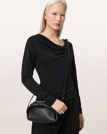 AllSaints Rosalie Arc Leather Crossbody Bag Women's Black Women's