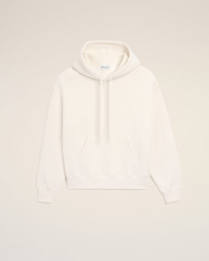 White Cotton Embossed Ami De Coeur Hoodie
