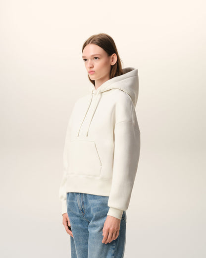 White Cotton Embossed Ami De Coeur Hoodie