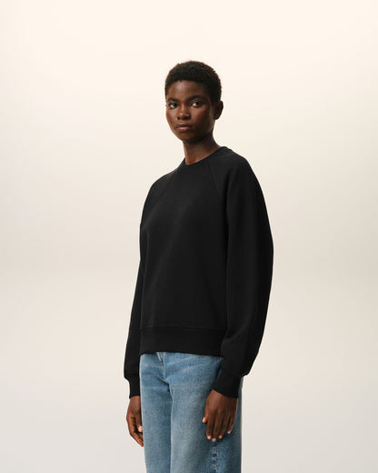 Black Cotton Embossed Ami De Coeur Sweatshirt