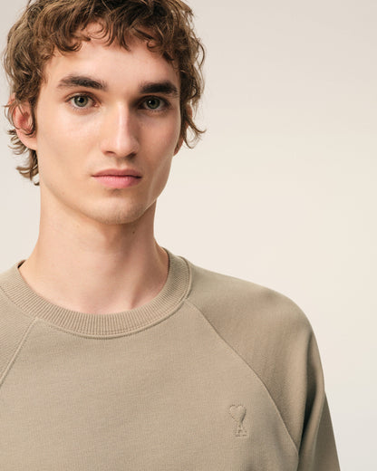 Beige Cotton Embossed Ami De Coeur Sweatshirt
