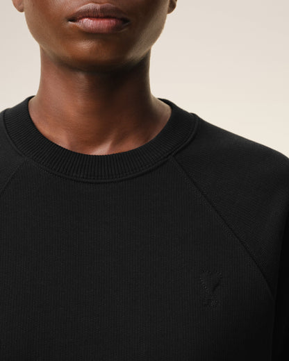 Black Cotton Embossed Ami De Coeur Sweatshirt