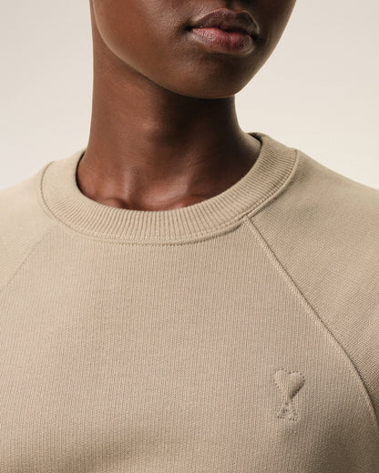 Beige Cotton Embossed Ami De Coeur Sweatshirt