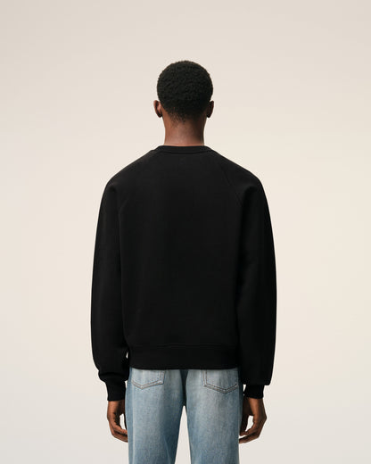 Black Cotton Embossed Ami De Coeur Sweatshirt