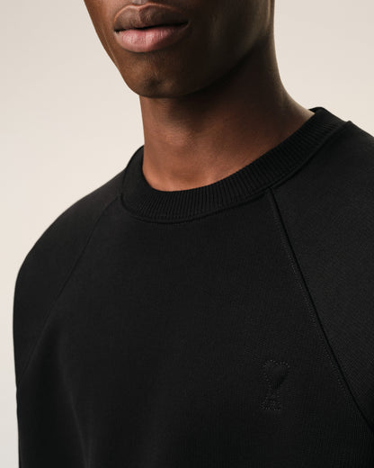 Black Cotton Embossed Ami De Coeur Sweatshirt