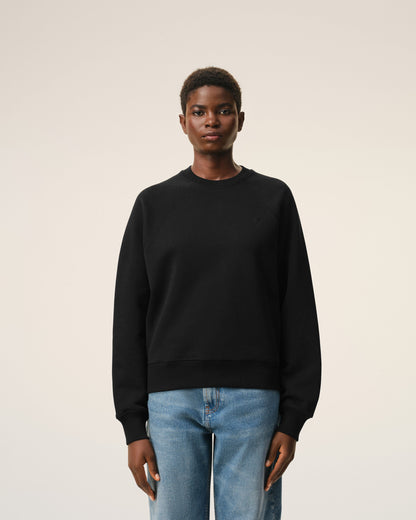 Black Cotton Embossed Ami De Coeur Sweatshirt