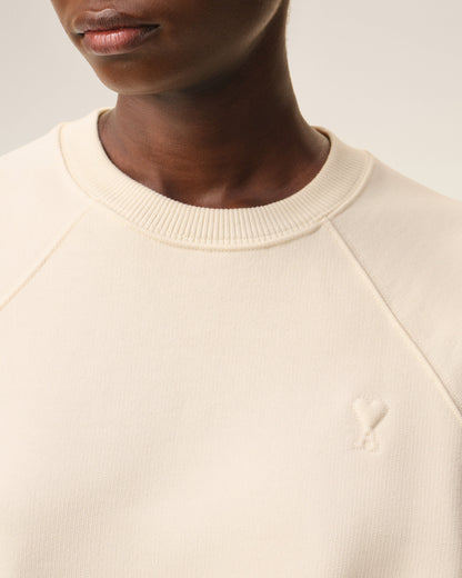 White Cotton Embossed Ami De Coeur Sweatshirt