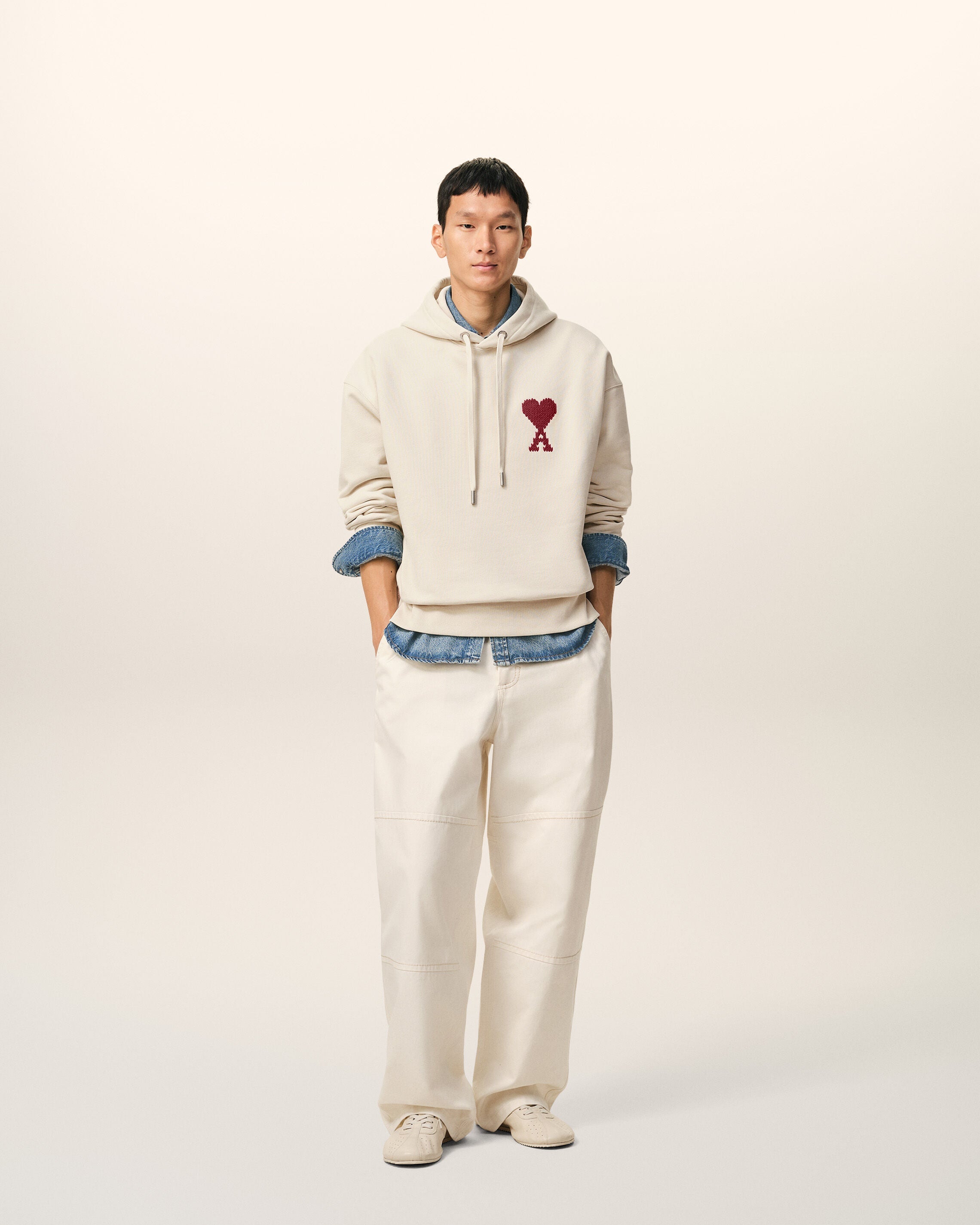 White Cotton Ami De Coeur Hoodie
