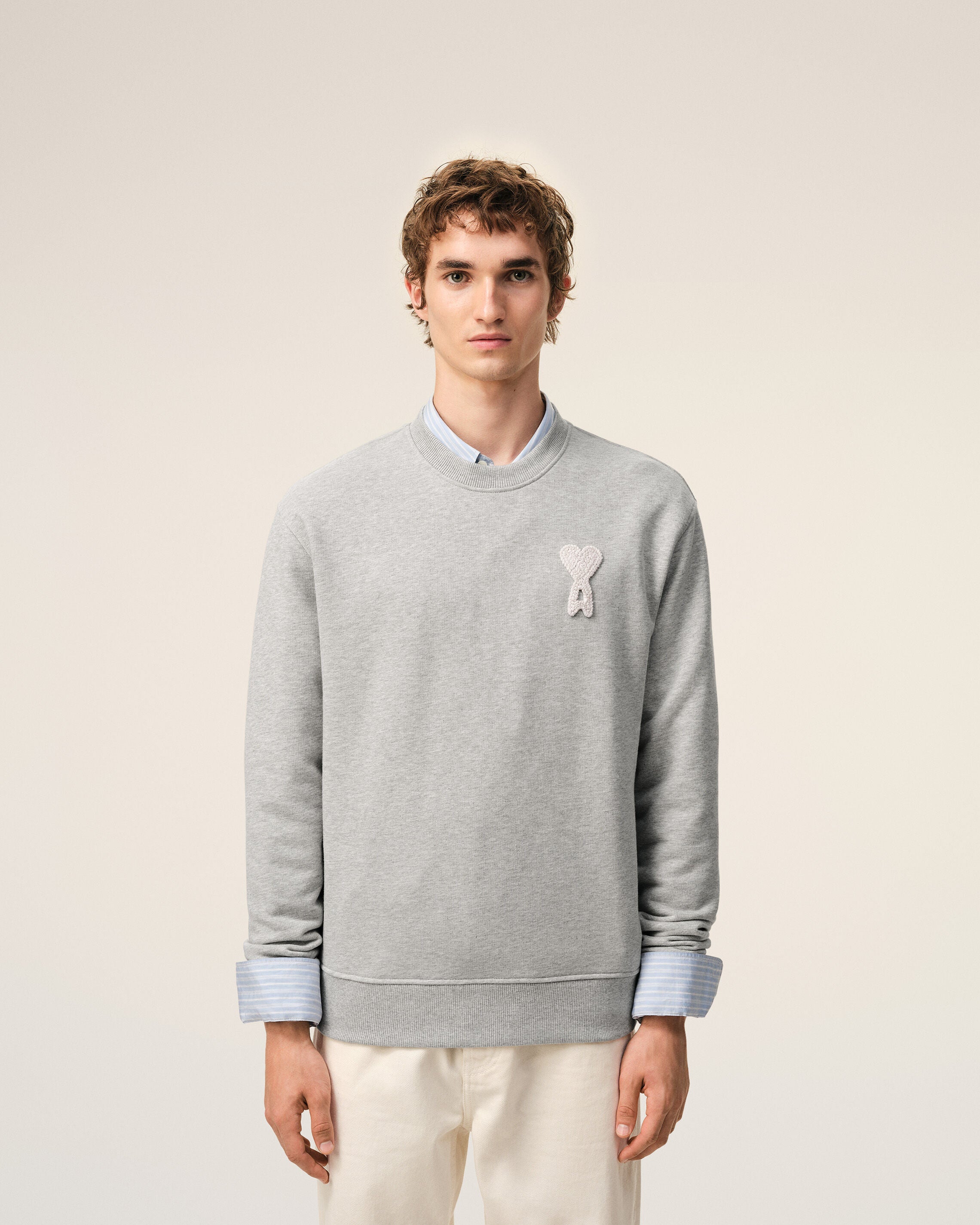 Grey Cotton Knitted Ami De Coeur Sweatshirt