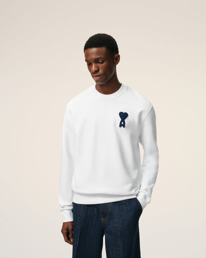 White Cotton Knitted Ami De Coeur Sweatshirt