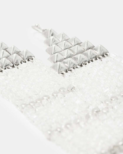 AllSaints Sarai Studded Bead Earrings Women's Warm Silver/Clear Women's