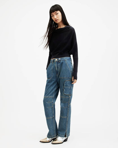 AllSaints Ridley Cropped Merino Wool Sweater Women's Black Women's